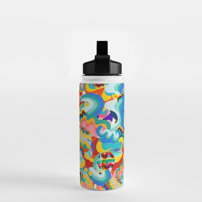 Colorful Abstract Graffiti Pop Art Pattern Design by Emmanuel Signorino  Water Bottle Gallery Image 2