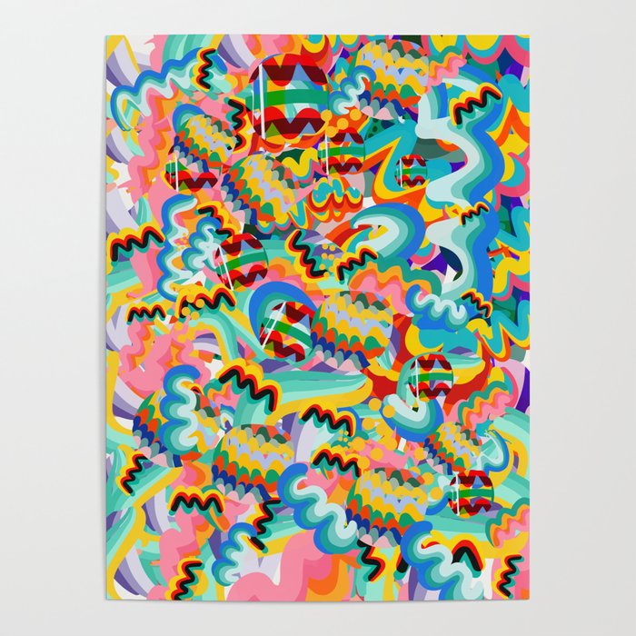 Colorful Abstract Graffiti Pop Art Pattern Design by Emmanuel Signorino  Poster Gallery Image 4