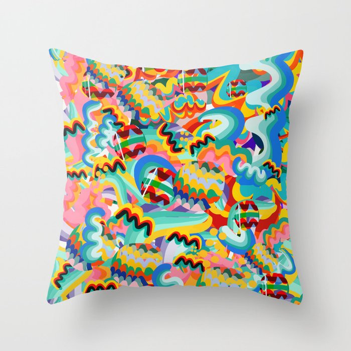 Colorful Abstract Graffiti Pop Art Pattern Design by Emmanuel Signorino  Throw Pillow Gallery Image 1
