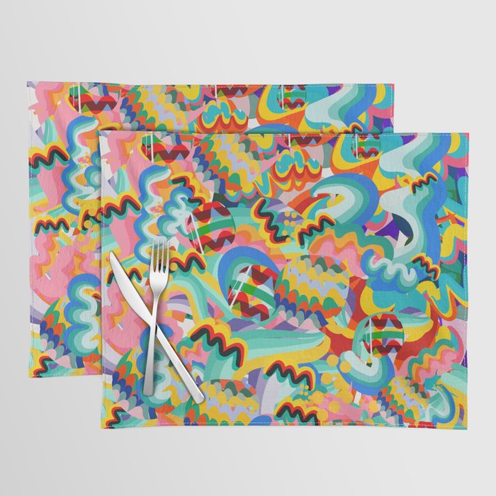 Colorful Abstract Graffiti Pop Art Pattern Design by Emmanuel Signorino  Placemat Gallery Image 1