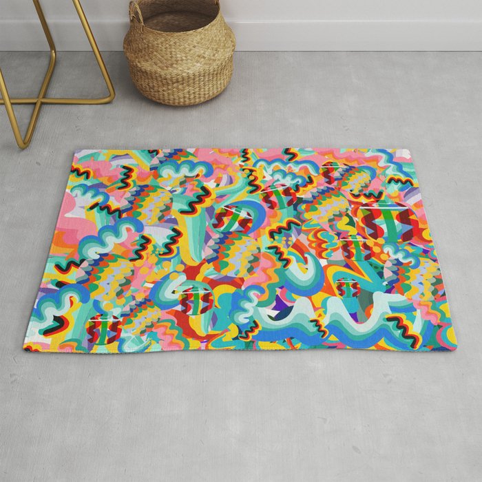 Colorful Abstract Graffiti Pop Art Pattern Design by Emmanuel Signorino  Rug Gallery Image 1