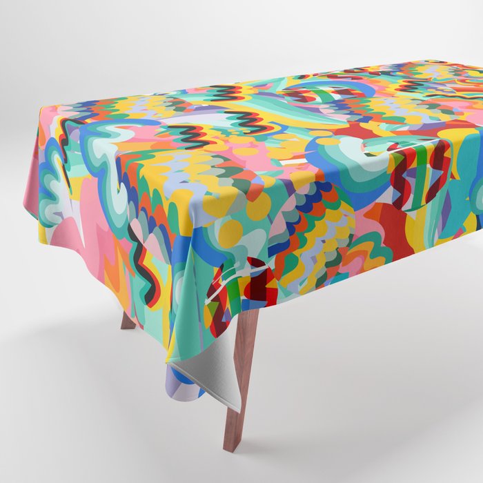 Colorful Abstract Graffiti Pop Art Pattern Design by Emmanuel Signorino  Tablecloth Gallery Image 1