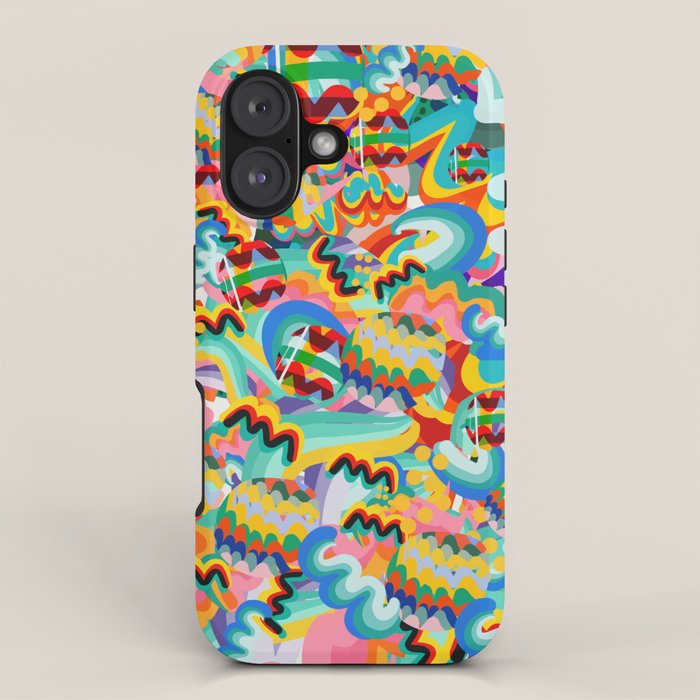 Colorful Abstract Graffiti Pop Art Pattern Design by Emmanuel Signorino  iPhone Case Gallery Image 1