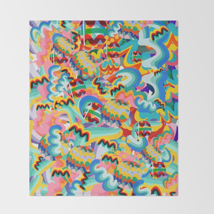 Colorful Abstract Graffiti Pop Art Pattern Design by Emmanuel Signorino  Throw Blanket Gallery Image 2