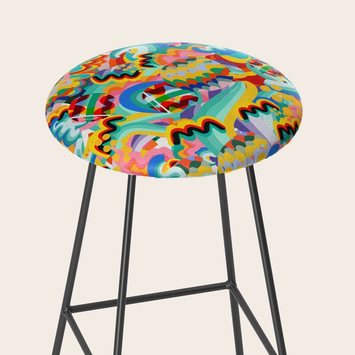 Colorful Abstract Graffiti Pop Art Pattern Design by Emmanuel Signorino  Stool Gallery Image 2