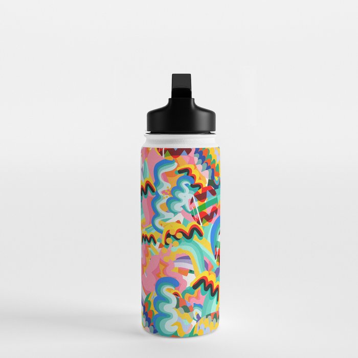Colorful Abstract Graffiti Pop Art Pattern Design by Emmanuel Signorino  Water Bottle Gallery Image 3