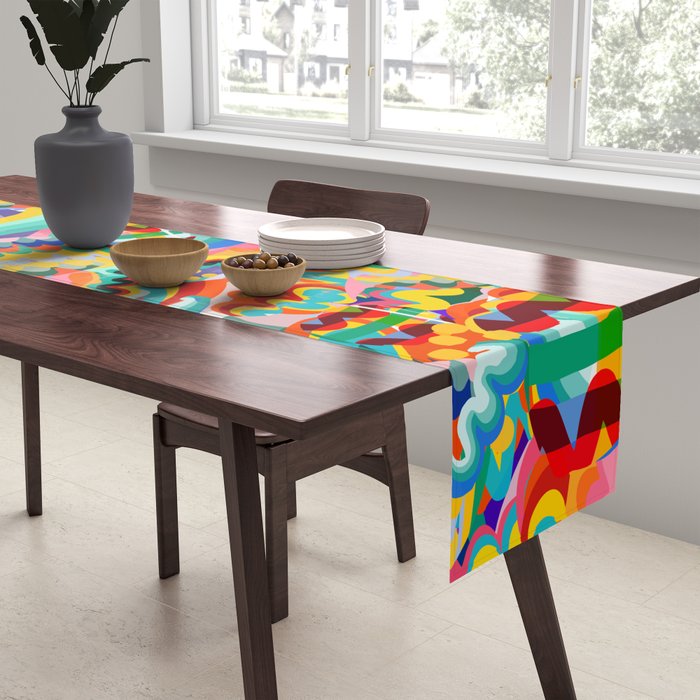 Colorful Abstract Graffiti Pop Art Pattern Design by Emmanuel Signorino  Table Runner Gallery Image 2