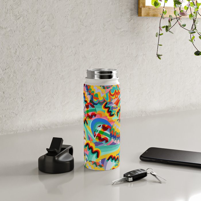 Colorful Abstract Graffiti Pop Art Pattern Design by Emmanuel Signorino  Water Bottle Gallery Image 4