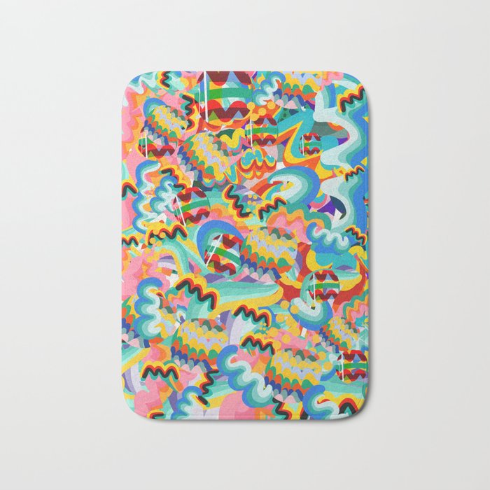 Colorful Abstract Graffiti Pop Art Pattern Design by Emmanuel Signorino  Bath Mat Gallery Image 1