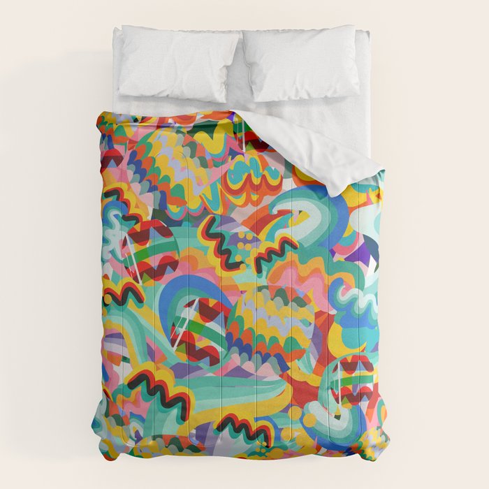 Colorful Abstract Graffiti Pop Art Pattern Design by Emmanuel Signorino  Comforter Gallery Image 1