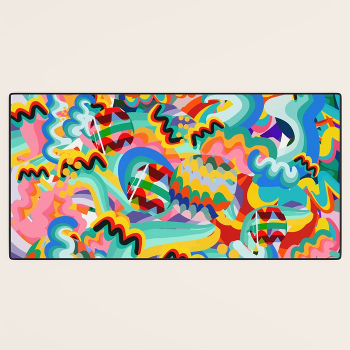 Colorful Abstract Graffiti Pop Art Pattern Design by Emmanuel Signorino  Desk Mat Gallery Image 3