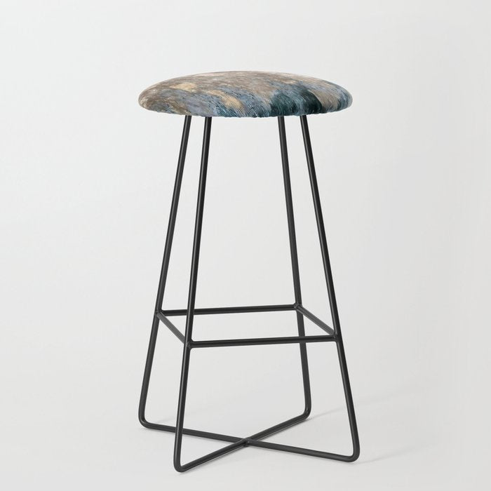 Blue Grey Abstract Stool Gallery Image 1