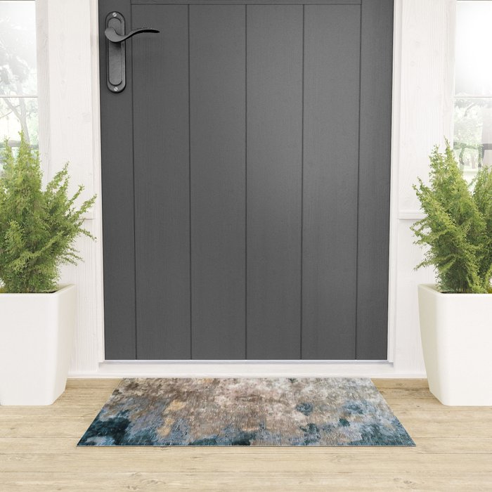 Blue Grey Abstract Welcome Mat Gallery Image 3