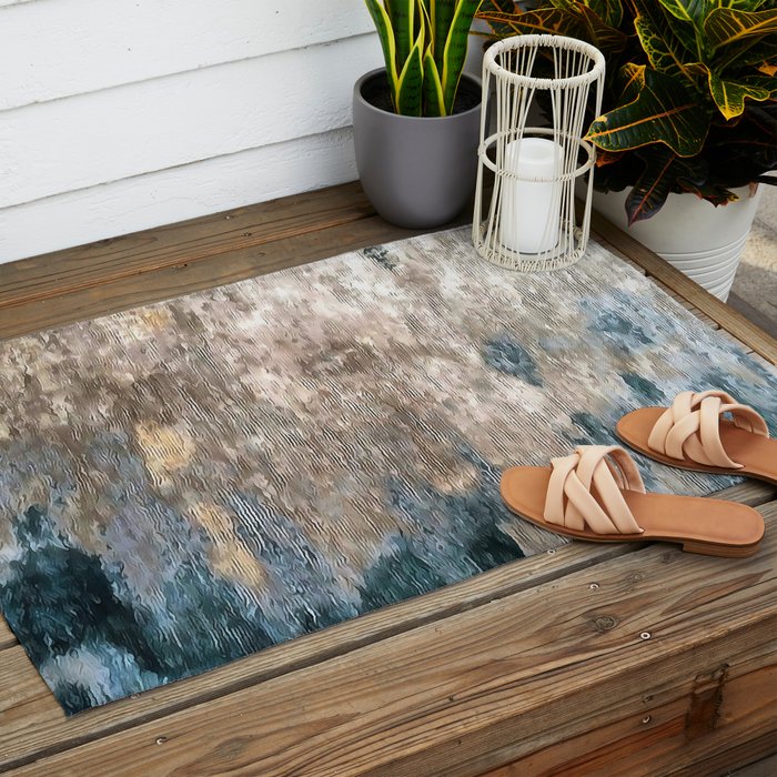 Blue Grey Abstract Outdoor Rug Gallery Image 2