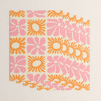 Retro checkered flower mosaic art pattern Wrapping Paper Gallery Image 3