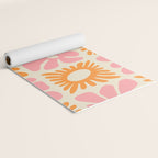 Retro checkered flower mosaic art pattern Yoga Mat Gallery Image 2