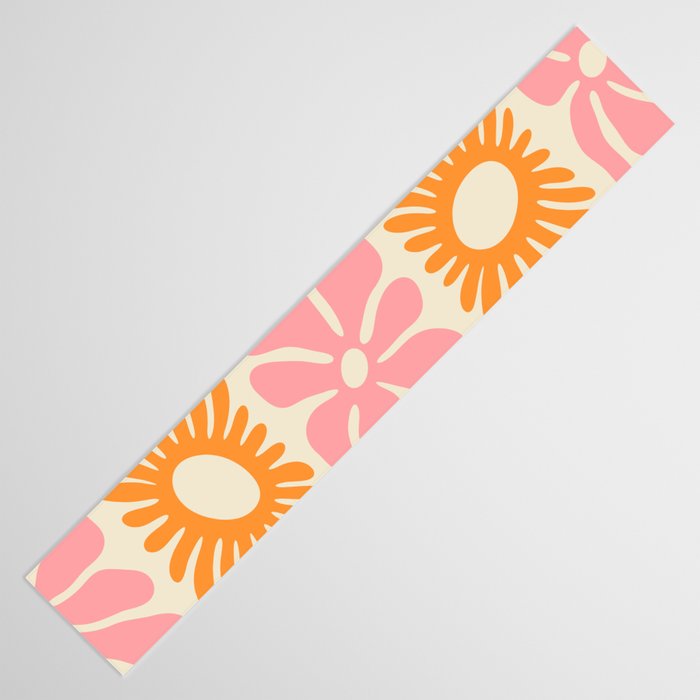 Retro checkered flower mosaic art pattern Table Runner Gallery Image 3