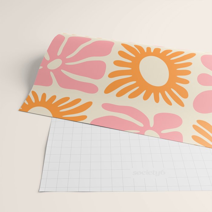 Retro checkered flower mosaic art pattern Wrapping Paper Gallery Image 2