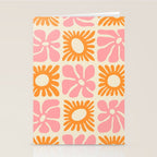 Retro checkered flower mosaic art pattern Stationery Card Gallery Image 2