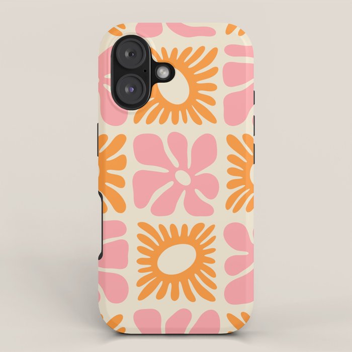 Retro checkered flower mosaic art pattern iPhone Case Gallery Image 1