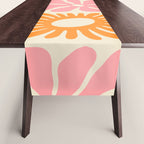 Retro checkered flower mosaic art pattern Table Runner Gallery Image 1