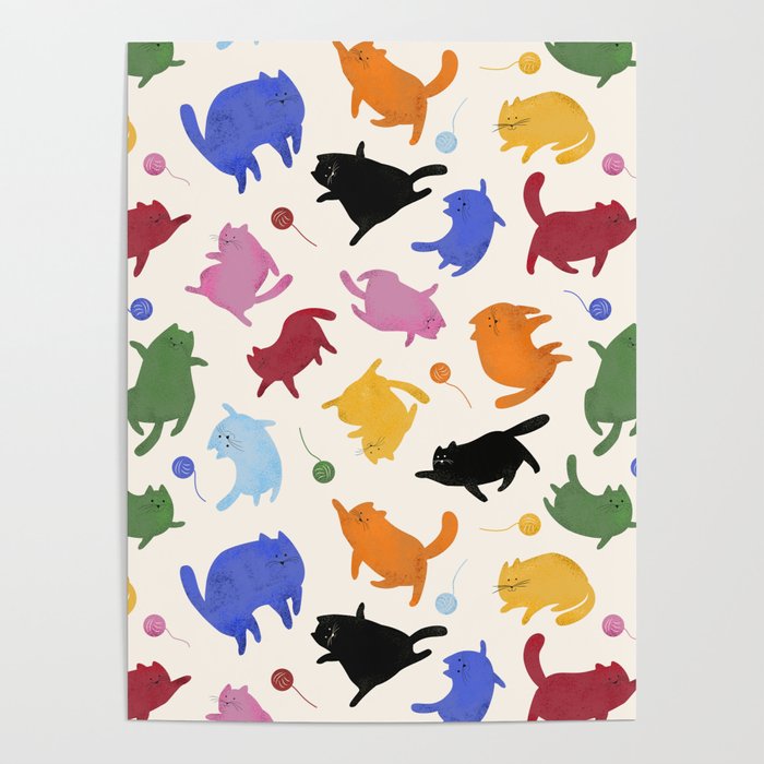 Rainbow Kittens Pattern Poster Gallery Image 4