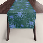 Make A Wish Dandelion Pattern in Forest Green & Blue Table Runner Gallery Image 1