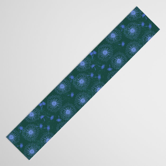 Make A Wish Dandelion Pattern in Forest Green & Blue Table Runner Gallery Image 3