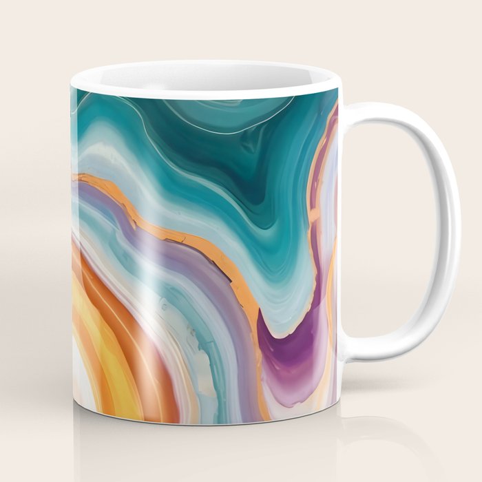 Purple, Teal & Gold Agate, Abstract Texture Nature Pattern, Marble Luxe Eclectic Luxury Stone Rock, Intricate Geometric Bohemian Contemporary Boho Gift Coffee Mug Gallery Image 1