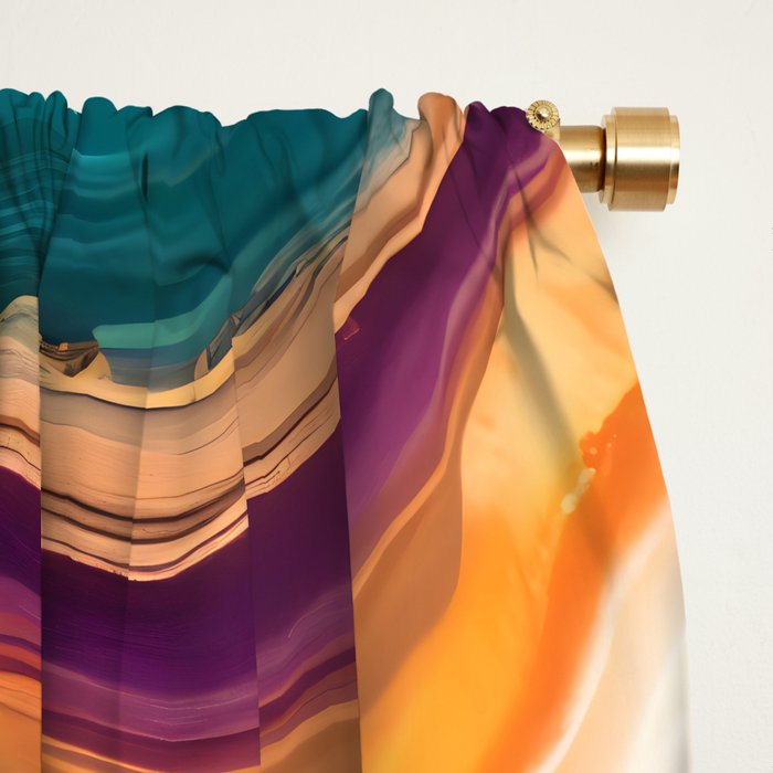 Purple, Teal & Gold Agate, Abstract Texture Nature Pattern, Marble Luxe Eclectic Luxury Stone Rock, Intricate Geometric Bohemian Contemporary Boho Gift Window Curtain Gallery Image 2