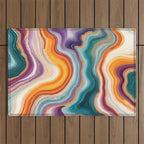 Purple, Teal & Gold Agate, Abstract Texture Nature Pattern, Marble Luxe Eclectic Luxury Stone Rock, Intricate Geometric Bohemian Contemporary Boho Gift Outdoor Rug Gallery Image 1
