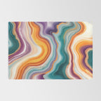 Purple, Teal & Gold Agate, Abstract Texture Nature Pattern, Marble Luxe Eclectic Luxury Stone Rock, Intricate Geometric Bohemian Contemporary Boho Gift Rug Gallery Image 2