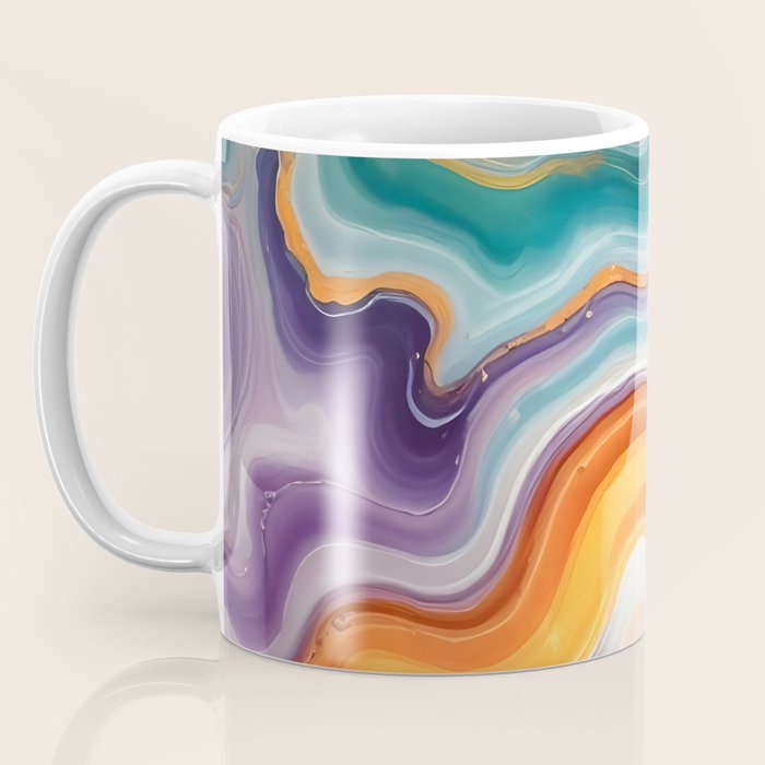 Purple, Teal & Gold Agate, Abstract Texture Nature Pattern, Marble Luxe Eclectic Luxury Stone Rock, Intricate Geometric Bohemian Contemporary Boho Gift Coffee Mug Gallery Image 3