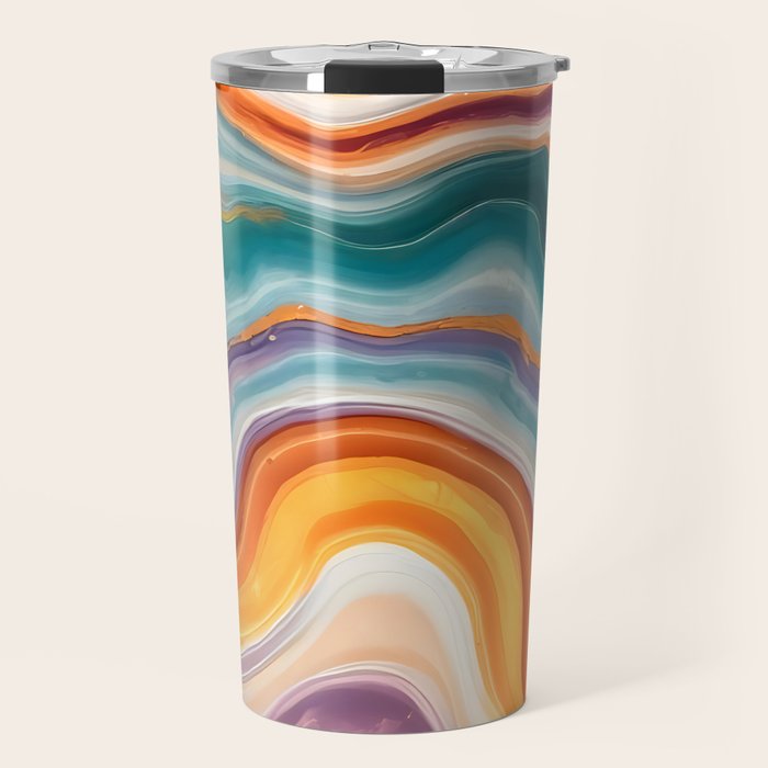 Purple, Teal & Gold Agate, Abstract Texture Nature Pattern, Marble Luxe Eclectic Luxury Stone Rock, Intricate Geometric Bohemian Contemporary Boho Gift Travel Mug Gallery Image 1