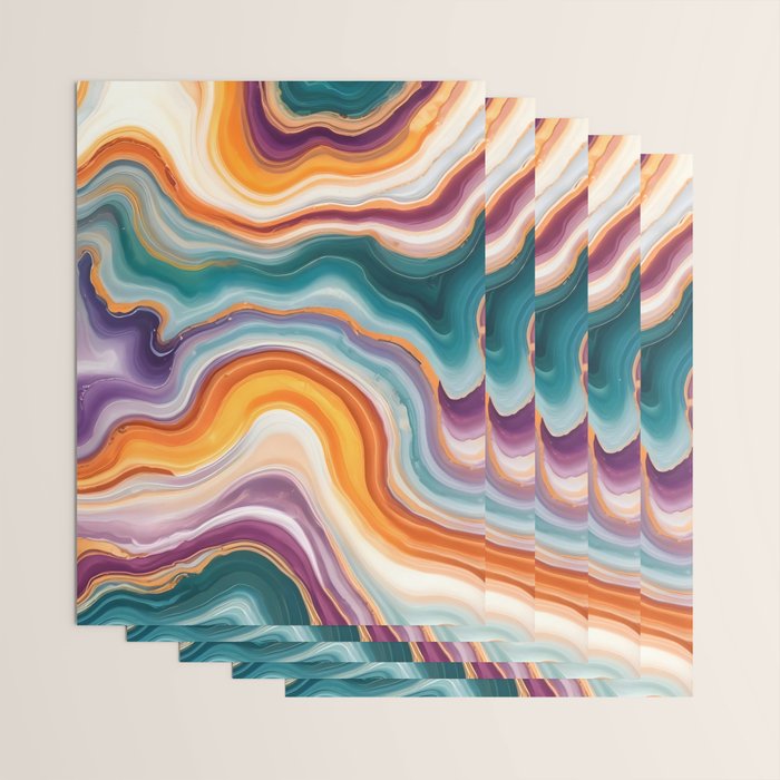 Purple, Teal & Gold Agate, Abstract Texture Nature Pattern, Marble Luxe Eclectic Luxury Stone Rock, Intricate Geometric Bohemian Contemporary Boho Gift Wrapping Paper Gallery Image 3