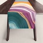 Purple, Teal & Gold Agate, Abstract Texture Nature Pattern, Marble Luxe Eclectic Luxury Stone Rock, Intricate Geometric Bohemian Contemporary Boho Gift Table Runner Gallery Image 1