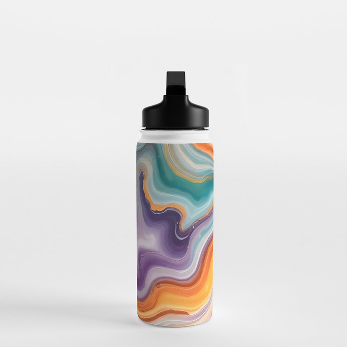 Purple, Teal & Gold Agate, Abstract Texture Nature Pattern, Marble Luxe Eclectic Luxury Stone Rock, Intricate Geometric Bohemian Contemporary Boho Gift Water Bottle Gallery Image 3