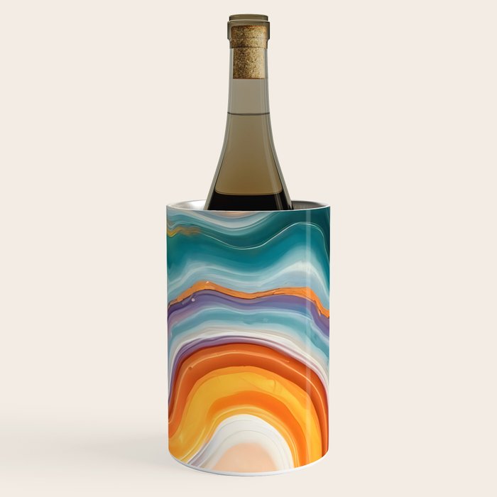 Purple, Teal & Gold Agate, Abstract Texture Nature Pattern, Marble Luxe Eclectic Luxury Stone Rock, Intricate Geometric Bohemian Contemporary Boho Gift Wine Chiller Gallery Image 1
