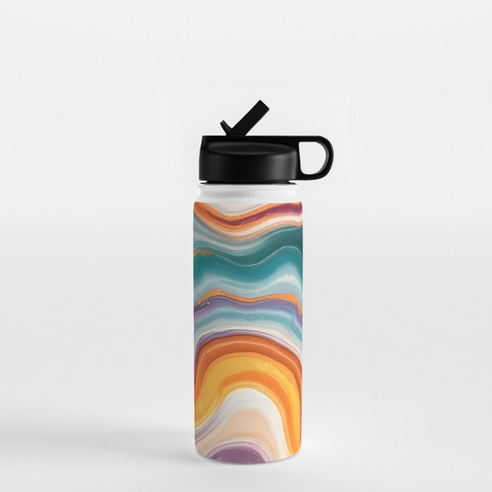 Purple, Teal & Gold Agate, Abstract Texture Nature Pattern, Marble Luxe Eclectic Luxury Stone Rock, Intricate Geometric Bohemian Contemporary Boho Gift Water Bottle Gallery Image 1