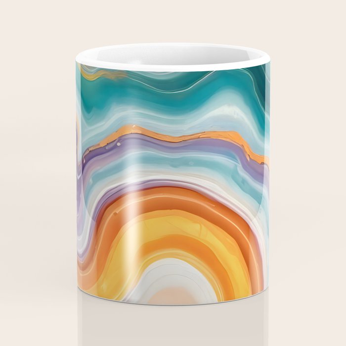 Purple, Teal & Gold Agate, Abstract Texture Nature Pattern, Marble Luxe Eclectic Luxury Stone Rock, Intricate Geometric Bohemian Contemporary Boho Gift Coffee Mug Gallery Image 4