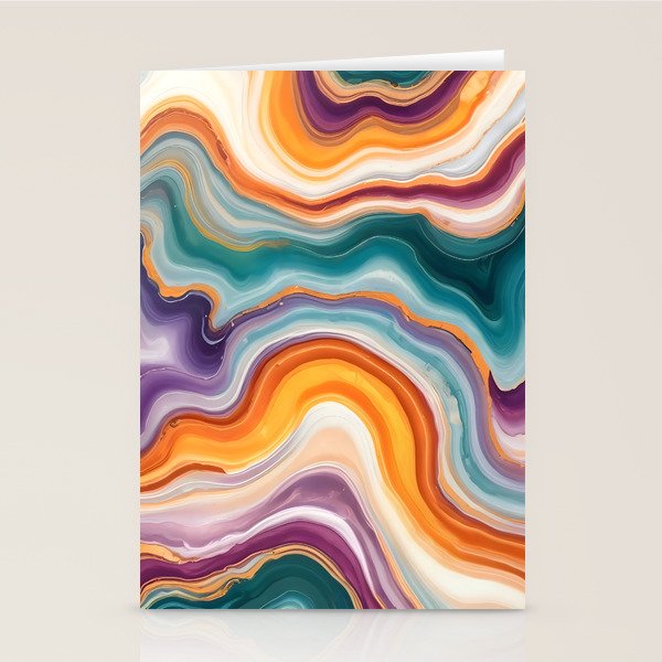 Purple, Teal & Gold Agate, Abstract Texture Nature Pattern, Marble Luxe Eclectic Luxury Stone Rock, Intricate Geometric Bohemian Contemporary Boho Gift Stationery Card Gallery Image 2