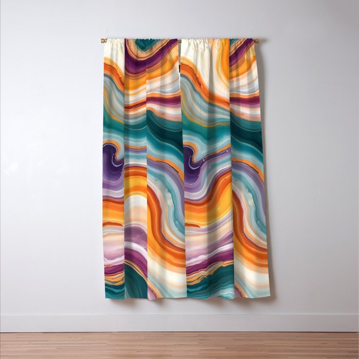 Purple, Teal & Gold Agate, Abstract Texture Nature Pattern, Marble Luxe Eclectic Luxury Stone Rock, Intricate Geometric Bohemian Contemporary Boho Gift Window Curtain Gallery Image 3