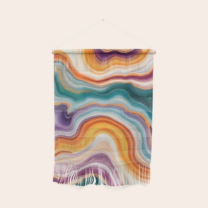 Purple, Teal & Gold Agate, Abstract Texture Nature Pattern, Marble Luxe Eclectic Luxury Stone Rock, Intricate Geometric Bohemian Contemporary Boho Gift Wall Hanging Gallery Image 1