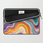 Purple, Teal & Gold Agate, Abstract Texture Nature Pattern, Marble Luxe Eclectic Luxury Stone Rock, Intricate Geometric Bohemian Contemporary Boho Gift Laptop Sleeve Gallery Image 2