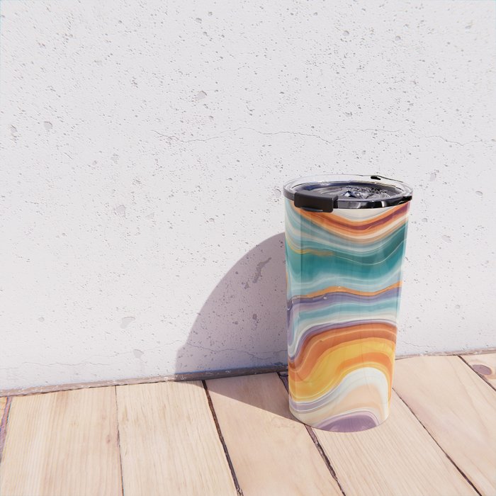 Purple, Teal & Gold Agate, Abstract Texture Nature Pattern, Marble Luxe Eclectic Luxury Stone Rock, Intricate Geometric Bohemian Contemporary Boho Gift Travel Mug Gallery Image 4