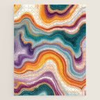 Purple, Teal & Gold Agate, Abstract Texture Nature Pattern, Marble Luxe Eclectic Luxury Stone Rock, Intricate Geometric Bohemian Contemporary Boho Gift Jigsaw Puzzle Gallery Image 1