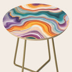 Purple, Teal & Gold Agate, Abstract Texture Nature Pattern, Marble Luxe Eclectic Luxury Stone Rock, Intricate Geometric Bohemian Contemporary Boho Gift Side Table Gallery Image 2