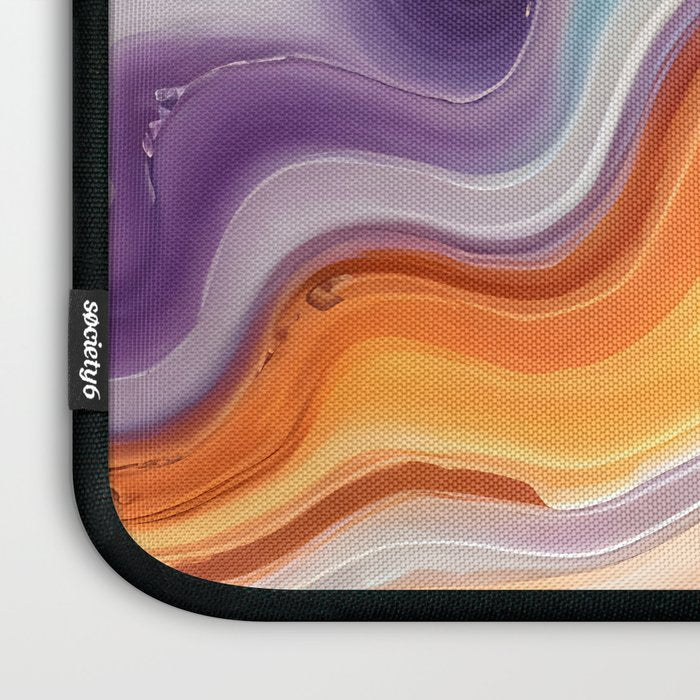 Purple, Teal & Gold Agate, Abstract Texture Nature Pattern, Marble Luxe Eclectic Luxury Stone Rock, Intricate Geometric Bohemian Contemporary Boho Gift Laptop Sleeve Gallery Image 3