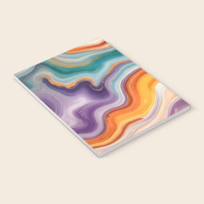 Purple, Teal & Gold Agate, Abstract Texture Nature Pattern, Marble Luxe Eclectic Luxury Stone Rock, Intricate Geometric Bohemian Contemporary Boho Gift Notebook Gallery Image 3