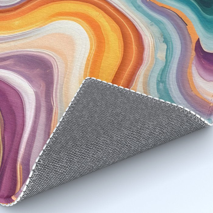 Purple, Teal & Gold Agate, Abstract Texture Nature Pattern, Marble Luxe Eclectic Luxury Stone Rock, Intricate Geometric Bohemian Contemporary Boho Gift Rug Gallery Image 4